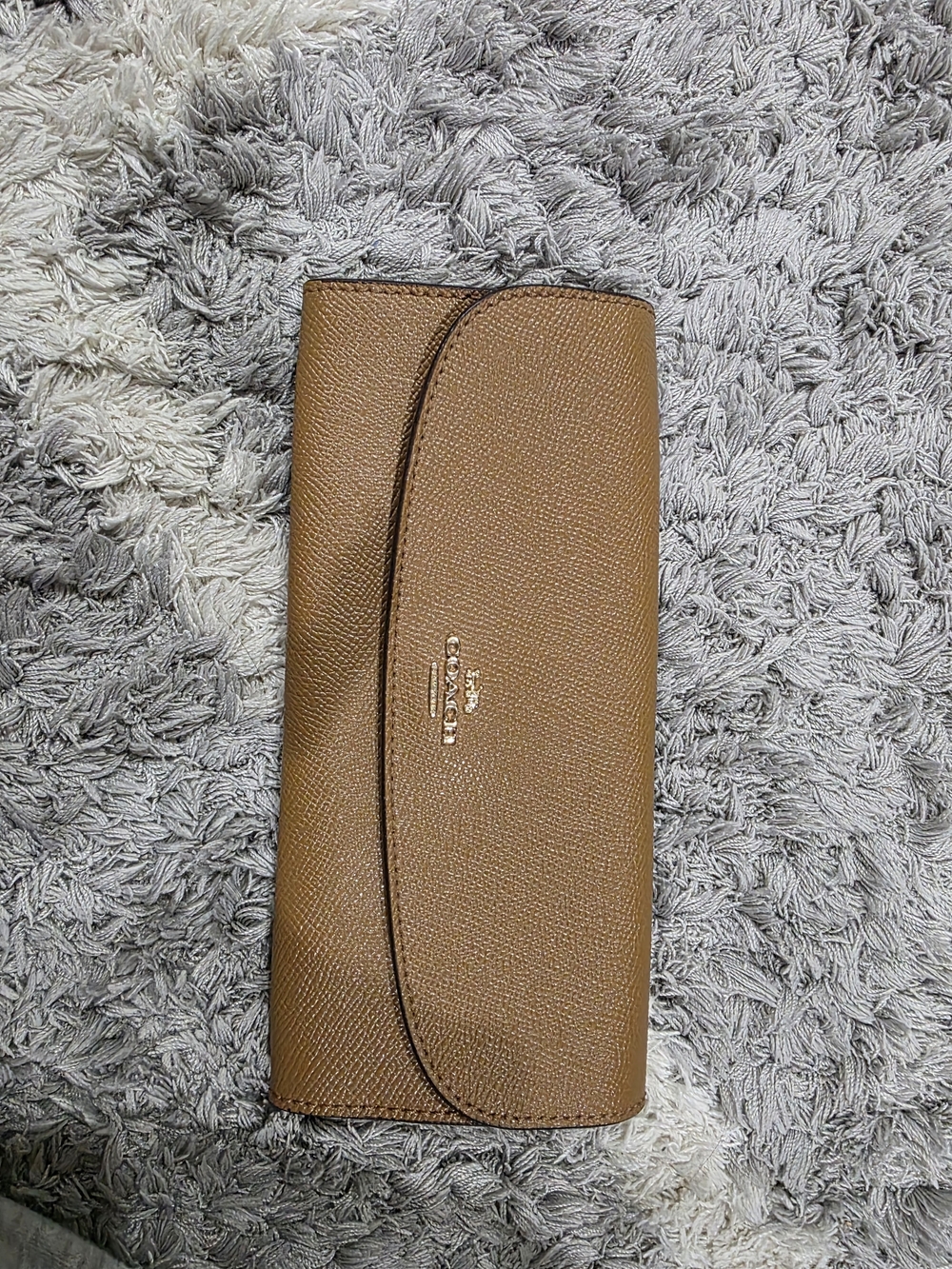Coach Pebble Leather Continental Wallet - Tan Brown